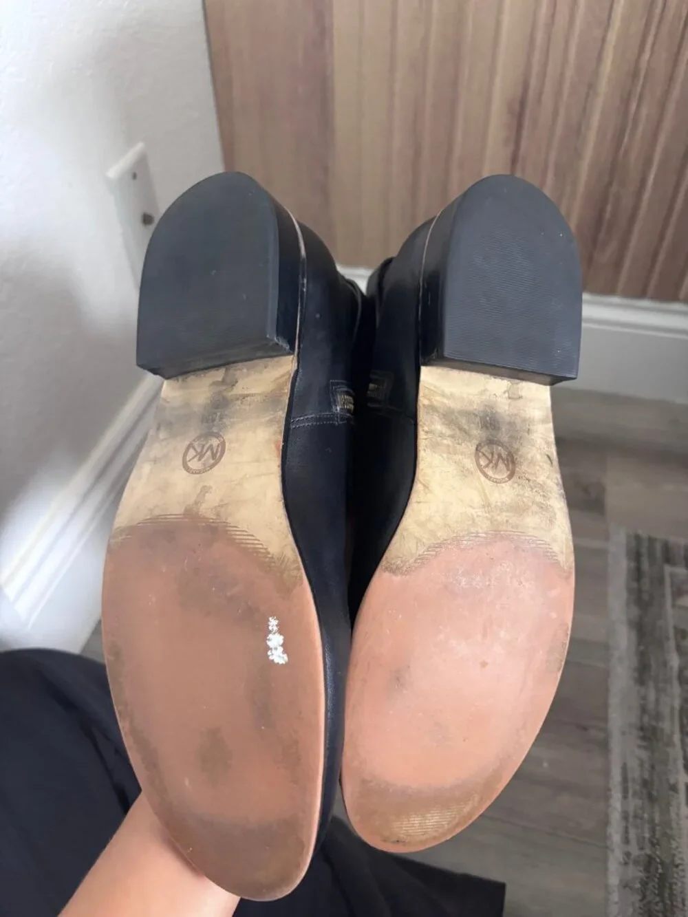 Michael Kors Black Knee Boots Size 10 Gold Logo